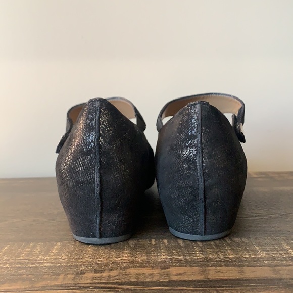 ANYI LU Suede Wedge Shoes Black And Silver - Picture 4 of 14